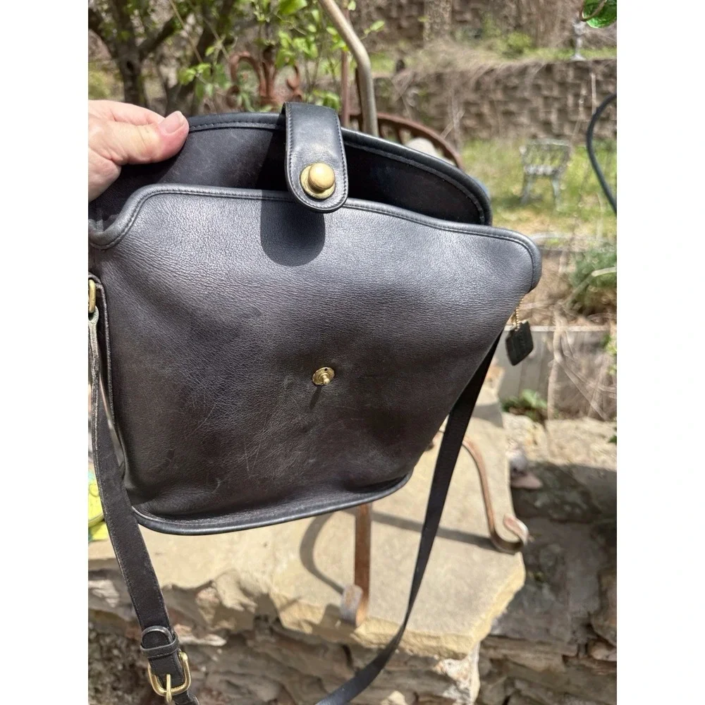 Coach Vintage Nottingham British Binocular Crossbody Bag Black Leather USA